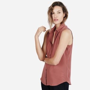 Everlane silk sleeveless shirt in red clay